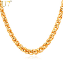 U7 Rock Men Jewelry Gold Color Necklace Wholesale 6mm Thick 55cm Round Wheat Chain Necklace N366 2024 - buy cheap