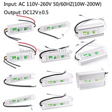 Fonte de alimentação para condutor de led, transformador de energia à prova d'água para fita de led 100/150, 10w, 15w, 20w, 30w, 36w, 50w, 60w, 80w, 200w, 5050 w