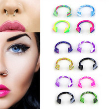 10pcs Fake Septum Titanium Multicolor Septum Nose Ring Lip Piercing Clip Gift Women Stainless Steel Body Jewelry 2024 - buy cheap