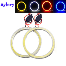 AYJERY 2 PCS COB 100 MILÍMETROS Anel de Halo Angel Eyes 72 SMD LED Auto Carro Motocicleta Com Tampa COB 10 CM Azul Branco Vermelho Amarelo 12 V/24 V DC 2024 - compre barato