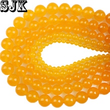 Natural Stone Yellow Chalcedony Round Jades Beads 4 6 8 10 12 14MM DIY Fashion Bracelet&Necklace Jewelry Making Accessories 2024 - buy cheap