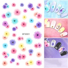 Adesivo de transferência à prova d'água para unhas, arte em forma de flor 3d para mulheres, ferramentas para manicure, decalques para unhas xf3001 2024 - compre barato