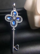 Uloveido натуральный лунный камень синего цвета брелок ожерелье женское серебро 925 пробы подвеска из драгоценного камня для девочки FN297 2024 - купить недорого
