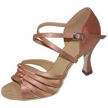 Dance Shoes 4.5-8.5 cm Heel Satin Material 3 color Comfortable Khaki Brown Salsa Latin Dance Shoes For Women JYG946 2024 - buy cheap