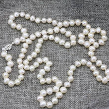 Fashion necklace pearl jewelry making 7-8mm natural pearls white beads for women long chain charms high grade gifts 36inch B3239 2024 - buy cheap