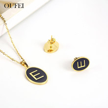 OUFEI English alphabet Necklace Earrings Set Stainless Steel Jewelry Woman Vogue 2019 Jewelry Accessories Jewelry Sets 2024 - compre barato
