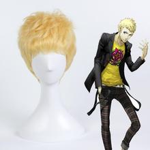 12" Men's Persona 5 Ryuji Sakamoto Short Golden Hairstyles Synthetic Cosplay Full Wigs Halloween Costume Party Wigs +wig cap 2024 - buy cheap