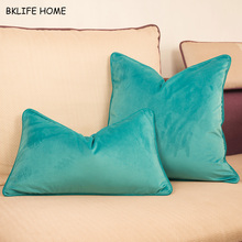 Наволочка бархатная для подушки, декоративный чехол для дивана или стула, зеленый голубой цвет, без наполнения 2024 - купить недорого