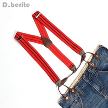 New Mens Adjustable Button Braces Unisex suspenders red black striped womens braces BD722 2024 - buy cheap