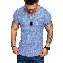 Camiseta ajustada de algodón con cuello redondo a la moda de verano para hombre, Camiseta deportiva de manga corta para hombre 2024 - compra barato