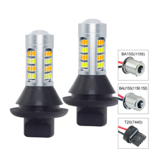 2Pcs BA15S BAU15S 1156 T20 7440 LED Car DRL Turn Signal Light 12V CANBUS 42 SMD Dual Mode Auto Daytime Driving Light 2024 - buy cheap