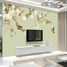 wellyu Papel de pared Custom wallpaper 3D mural обои retro flower bird hand painted living room bedroom TV background wall paper 2024 - купить недорого