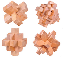 4PCS/LOT Classic 3D Wooden Brain Teaser Puzzle Burr Interlocking Puzzles for Adults 2024 - buy cheap