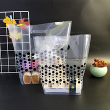New Arrival Black Dot Large Plastic Shopping Bags,Thick 12C Boutique Clear Gift Food Packaging Plastic Gift Bag With Handle 2024 - buy cheap