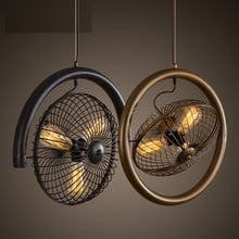 Ventilador de hierro forjado de estilo Loft, lámpara colgante Vintage para comedor, iluminación interior 2024 - compra barato