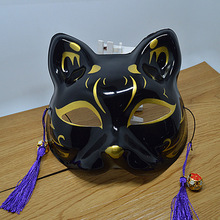 Cosplay Halloween party masquerade Men and women black color fox mask fashion gothic Japanese accessories cat mask Costumes 2024 - buy cheap