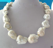 Venta al por mayor envío gratis REAL AAA Mar del Sur blanco barroco perla collar 18" 2024 - compra barato