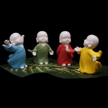 Ceramic buddha statues small monk colourful bright home decoration tea pet figurines chinese buddhism gift 2024 - buy cheap