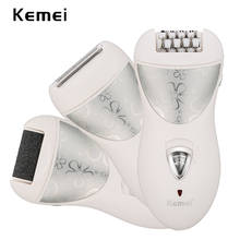 kemei epilator rechargeable 3 in 1 lady hair remover shaver electric callus remover depilador removal for women foot care tool 2024 - buy cheap