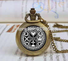 pocket watches Kingdom Hearts Ultimania Trinity Emblem 12pcs/lot locket necklace girlfriend boyfriend gift Bridesmaid vintage 2024 - buy cheap