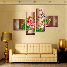 2017 New Direct Selling Unframed 4 Pcs Peony Wall Art Picture Home Decoration For Living Room Canvas Print Painting Printing On 2024 - buy cheap