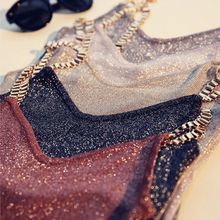 Women  Tank Tops Sexy Club Women Spaghetti Girl Camisole Metal Strap Sexy V-neck Sweater Thin Bright Mesh Glitter Bling 2024 - купить недорого