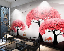 Beibehang novo personagem chinês 3d papel de parede elk fantasia árvore floresta pêssego pássaro fundo papéis estilo chinês decoração da sua casa 2024 - compre barato