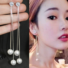 Six-Claw Zircon Pearl Earring Long Tassel Earrings 2019 For Women Drop CZ Dangle Earrings 2024 - buy cheap