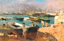 Paisaje artístico del Puerto de Valencia, Joaquin, Sorolla y Bastida, reproducción de pintura al óleo hecha a mano de alta calidad 2024 - compra barato