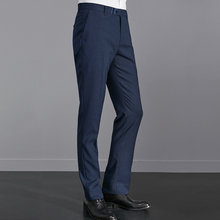 Pantalones de hombre de alta calidad con cremallera, traje Formal de negocios para reuniones, resistente a las arrugas, azul marino, novedad de 2021 2024 - compra barato