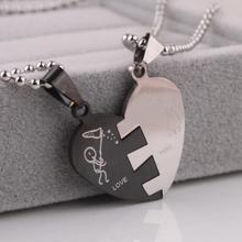 Lovers In half heart pendant necklaces bead chain for men women 316L Stainless Steel necklace wholesale 2024 - buy cheap