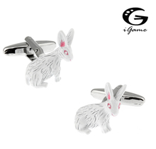 Запонки iGame в виде кролика, качественный латунный материал, уникальный дизайн в виде белого кролика, бесплатная доставка 2024 - купить недорого