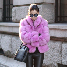 Uppin casaco de pele de raposa falsa feminino, mais novo casaco fashion de pele de raposa rosa marrom, grosso, quente, jaqueta feminina de inverno peluda 2024 - compre barato