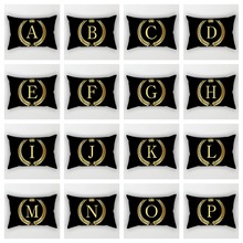 ZENGA Letter/Alphabet Cushion Cover 30x50cm Polyester Decorative Pillows For Sofa Black Throw Pillow Cover Decoration Pillowcase 2024 - buy cheap