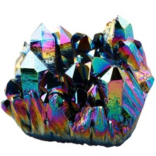 TUMBEELLUWA-cristal de cuarzo titanio de llama arcoíris, drusa geoda gema de, energía, decoración curativo 2024 - compra barato