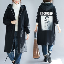 2019 Spring New Women's Long Hooded Trench Coat Autumn Fashion Plus Size Casual Windbreaker Black Pockets Overcoat Outerwear 812 2024 - buy cheap