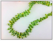 Contas de forma de lágrima verde ab para pulseira-faça você mesmo contas de vidro roscadas-6x12mm 2024 - compre barato