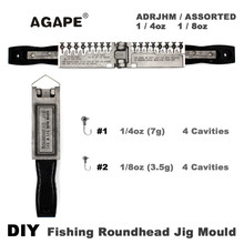 AGAPE Fishing Roundhead Jig Mould ADRJHM/ASSORTED COMBO 1/4oz(7g), 1/8oz(3.5g) 8 Cavities 2024 - buy cheap