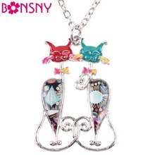 Bonsny Chain 2016 New Colorful French Cat Necklace Enamel Pendant Fish Alloy Charm Brand Jewelry For Women Girl  Animal jewelry 2024 - buy cheap