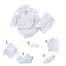 Formal fashion white/black baby boys suit kids blazers boy suit for weddings prom spring autumn wedding dress boy suits 5pcs 2024 - buy cheap
