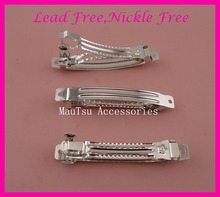 20PCS 8.0cm 3.15" Silver Finish Plain Metal French Barrettes with Three Locks lead free &nickle free,Ponytail holder hairpins 2024 - buy cheap