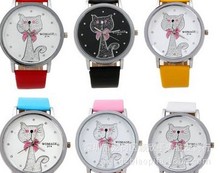 Relógio feminino bonito de gato e quartzo, relógio de pulso casual colorido para mulheres, venda quente de 2016 2024 - compre barato