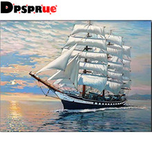 Dpsprue Full Square/Round 5D Diy Diamond Painting Cross Stitch "Scenery Ship" Diamond 3D Embroidery Mosaic Home Decor Gift D013 2024 - buy cheap