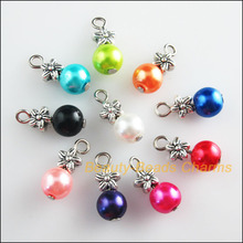 New 20Pcs Star Tibetan Silver Color Mixed Round Glass Beads Charms Pendants 8x18mm 2024 - buy cheap