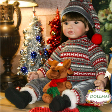 Muñeca reborn de silicona con cuerpo de algodón para recién nacido, juguete de bebé de 24 "/60cm, vestido con suéter suave 2024 - compra barato
