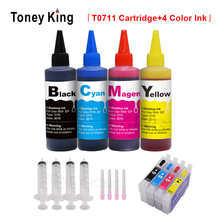 T0711 T0712 T0713 T0714 T0715 Refillable Ink Cartridge for Epson Stylus D120 DX6050 DX7400 DX7450 DX8400 Printer+ 100ml Dye Ink 2024 - buy cheap