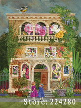 Bordado, ponto cruz casa de flores requintada, artesanal 14ct de tela branca diy, kits de ponto cruz, arte de bordado, decoração de casa 2024 - compre barato