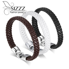 SIZZZ New Products Wholesale Alloy Buckle + PU Leather Bracelet&Bangles For Men 2024 - buy cheap