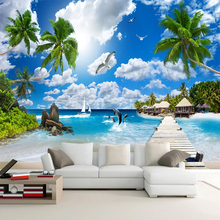 Maldivas Praia Seascape 3D Foto Papel de Parede Sala de estar Sofá Fundo TV Home Decor Mural Auto-adesivo Personalizado adesivo 2024 - compre barato