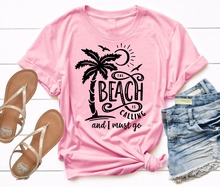 Camiseta con estampado "The beach is calling and I must go" para mujer, camiseta rosa para mujer, camiseta de estilo grunge vintage gótico 2024 - compra barato